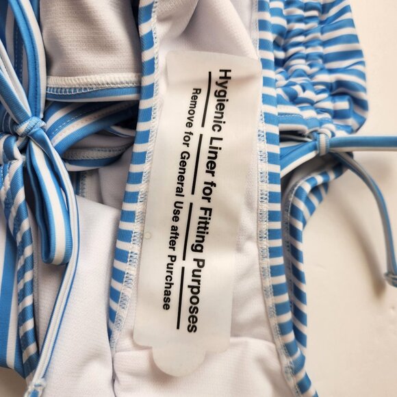 Outdoor Oasis 2X Plus Size High-Waisted Swim Bottoms Blue White Striped NWOT - Picture 3 of 13